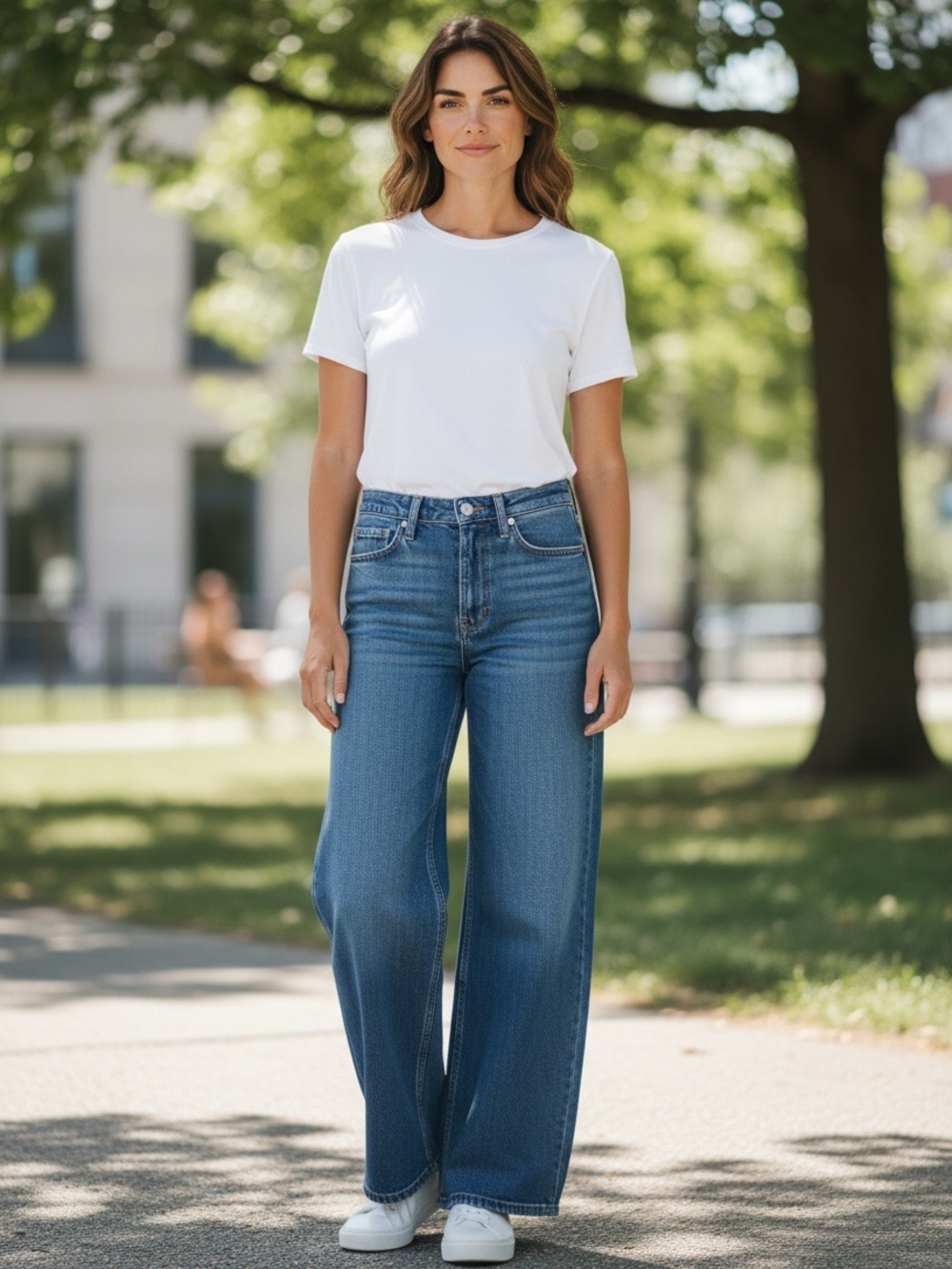 Wide Leg High-Rise Women's Jeans - Blue